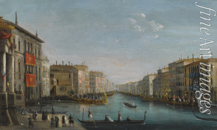 Bison Giuseppe Bernardino - View of the Grand Canal from the Palazzo Balbi looking toward the Rialto Bridge with a Regatta