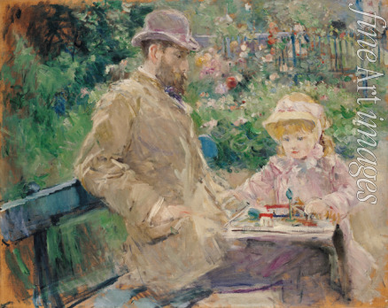 Morisot Berthe - Eugène Manet and His Daughter in the Garden at Bougival