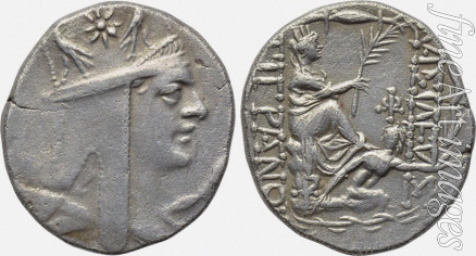 Numismatik Antike Münzen - Tigranes II. der Große. Tyche von Antiochia. Tetradrachme von Großarmenien