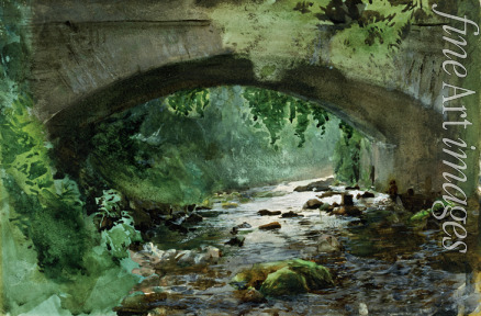 Zorn Anders Leonard - Fluss unter alten Steinbrücke
