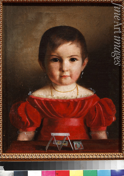 Tulow Fjodor Andreewitsch - Porträt von Maria Koschina (1825-1885) mit Kartenhaus