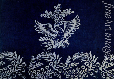 Russian Applied Art - Tablecloth from indigo-dyed linen (Detail)