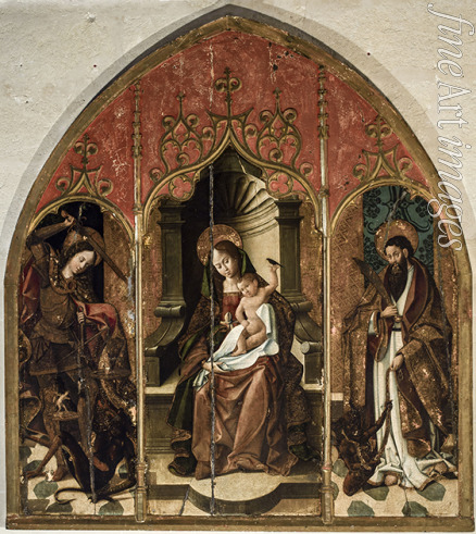 Maestro de la Mendicidad - Madonna und Kind mit Heiligen Erzengel Michael und Bartholomäus
