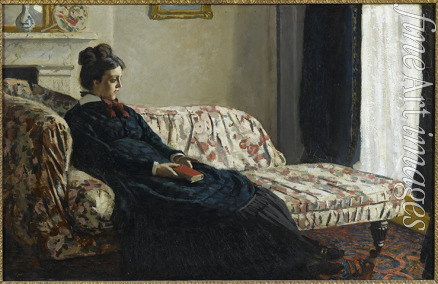 Monet Claude - Méditation. Madame Monet au canapé