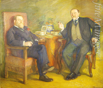 Pasternak Leonid Ossipowitsch - Beim Tee. Bildnis der Sammler Ossip Zetlin und David Wyssozki