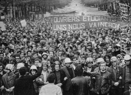Anonymous - French Social Revolution of 1968. Students march in the streets of Paris in May 1968