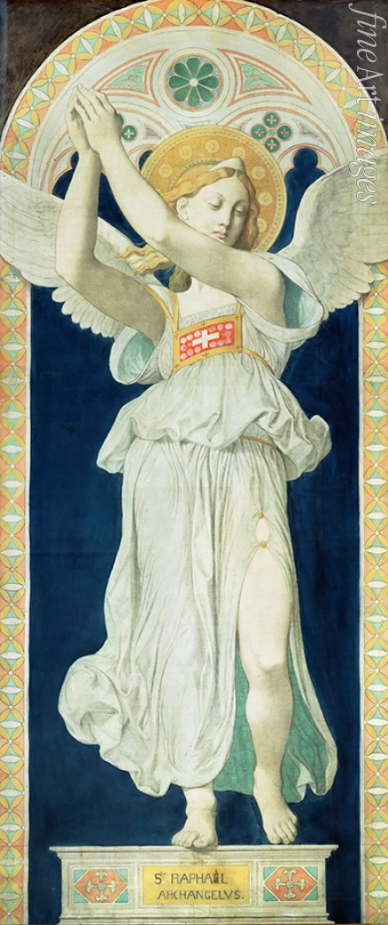 Ingres Jean Auguste Dominique - Erzengel Raphael. Karton für die Glasfenster der Kapelle Saint Ferdinand