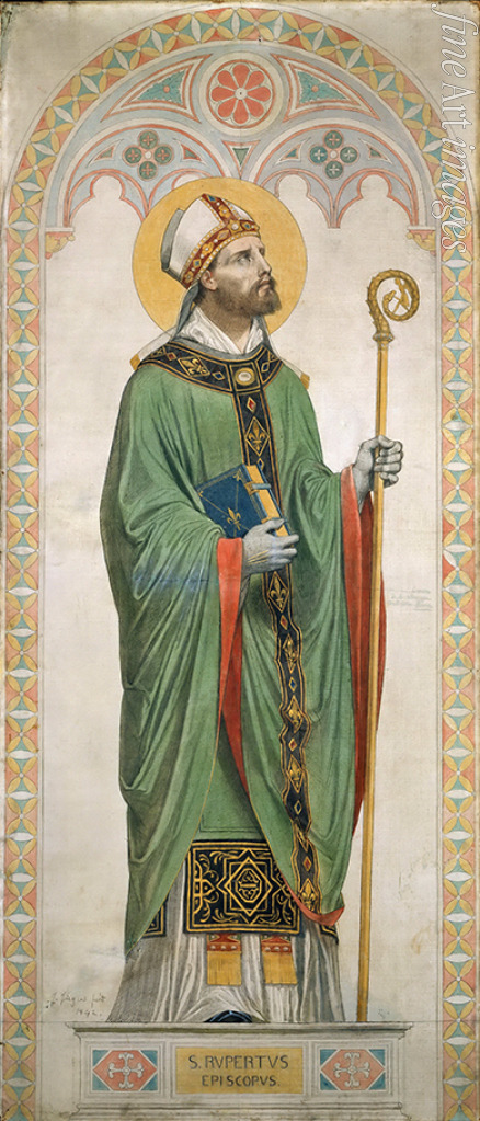 Ingres Jean Auguste Dominique - Der heilige Rupert von Salzburg. Karton für die Glasfenster der Kapelle Saint Ferdinand
