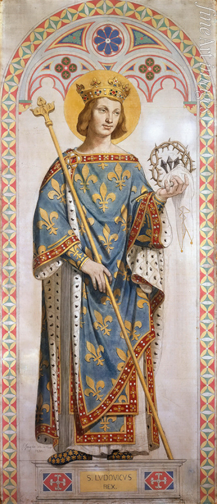 Ingres Jean Auguste Dominique - Der Heilige Ludwig IX. von Frankreich. Karton für die Glasfenster der Kapelle Saint Ferdinand