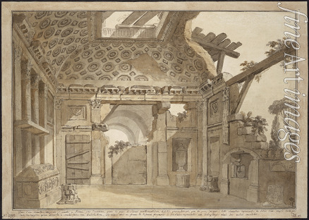 Clérisseau Charles Louis - Design for the paintings in the cell of Father Lesueur in the Monastery of Santissima Trinità dei Monti in Rome