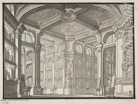 Galli da Bibiena Carlo - Entwurf von Interieur für eine Bibliothek