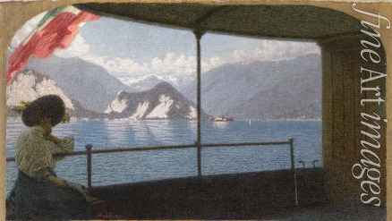 Morbelli Angelo - A Boat on Lake Maggiore