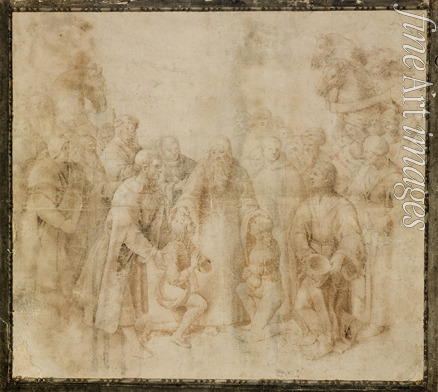 Raphael (Raffaello Sanzio da Urbino) - Saint Benedict receiving Maurus and Placidus