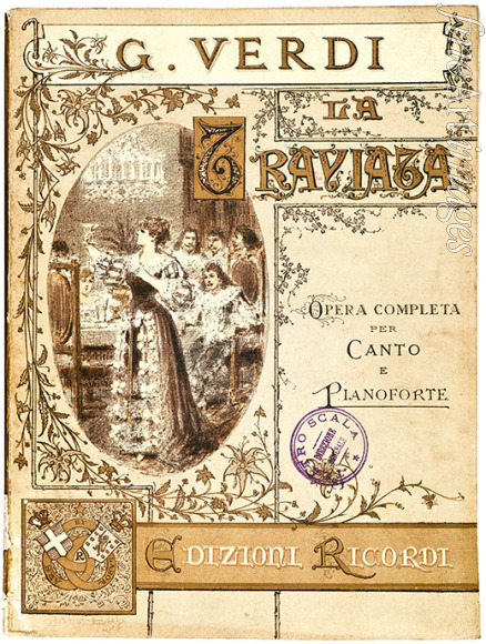 Verdi Giuseppe - Titelseite der Partitur der Oper La Traviata von Giuseppe Verdi