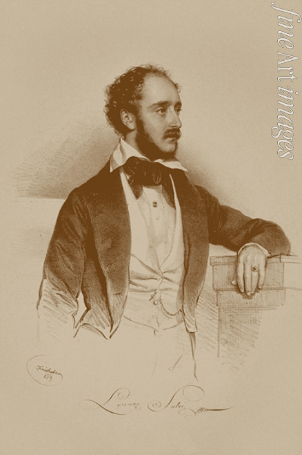 Kriehuber Josef - Portrait of the opera singer Lorenzo Salvi (1810-1887)