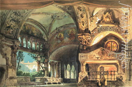 Zuccarelli Giovanni - Bühnenbildentwurf zur Oper Don Carlos von Giuseppe Verdi. Milano, Teatro alla Scala, 1.10.1884
