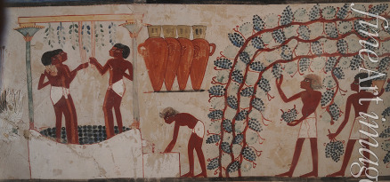 Altägyptische Kunst - Weinlese und Kelterarbeiten. Das Grab des Nacht