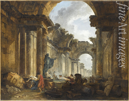 Robert Hubert - Imaginary View of the Grand Gallery of the Louvre in Ruins