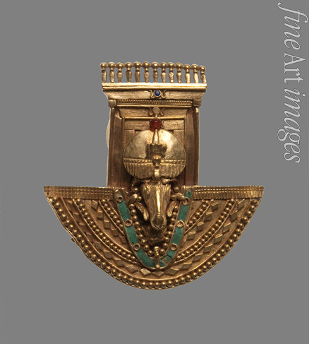 Art of the Kingdom of Kush - Shield Ring with Ram's Head. From the gold treasure of Amanishakheto, from her pyramid in Meroe