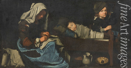 Master of the Blue Jeans - Mother Sewing with Two Children