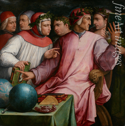 Vasari Giorgio - Group Portrait of Six Tuscan Poets (Dante, Petrarca, Boccaccio, Guido Cavalcanti, Marsilio Ficino and Cristofano Landino)