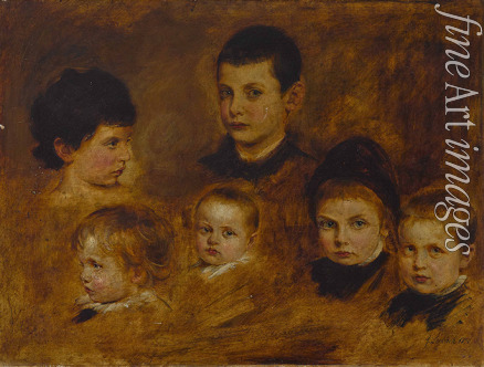Lenbach Franz von - Six children of the Crown Prince Ludwig of Bavaria (1845-1921)