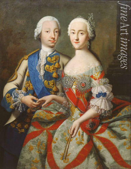 Grooth Georg-Christoph - Porträt von Großfürst Peter Fjodorowitsch und Großfürstin Katharina Aleksejewna
