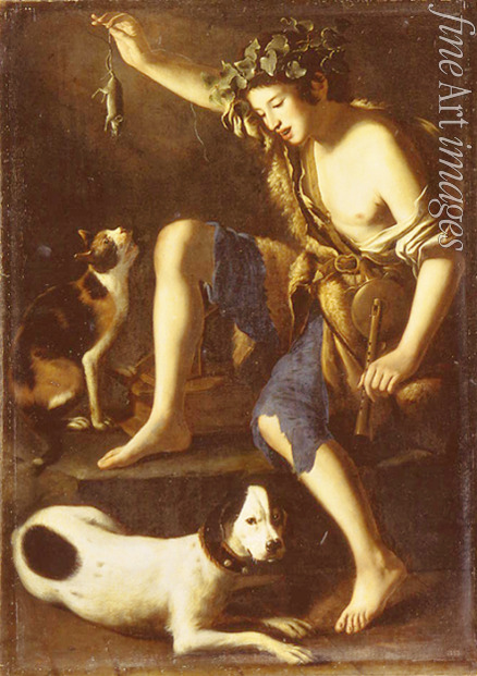 Salini Tommaso - Young Shepherd Playing with a Cat