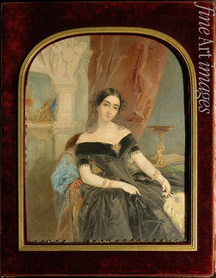 Sokolov Pyotr Fyodorovich - Portrait of Leonilla Ivanovna Baryatinskaya, Princess zu Sayn Wittgenstein (1816-1918)