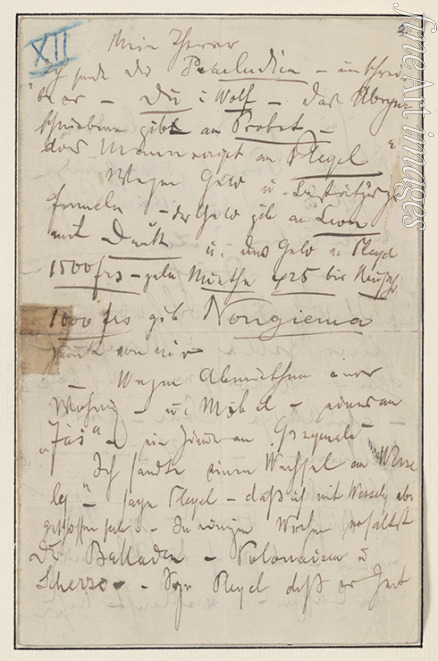 Chopin Frédéric - Letter to Julian Fontana, January 22, 1839