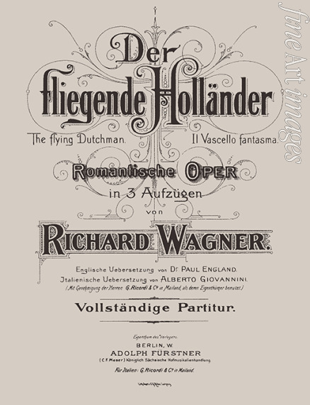 Wagner Richard - Der fliegende Holländer (The Flying Dutchman), Berlin, Adolph Fürstner