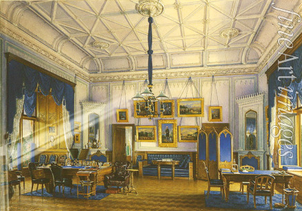 Hau Eduard - The blue Study room of Emperor Alexander II in the Farm Palace in Peterhof