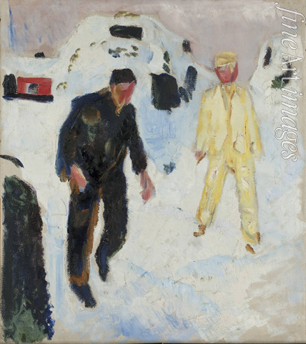 Munch Edvard - Schwarzer und gelber Mann im Schnee