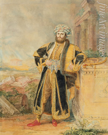 Eynard-Chatelain Suzanne-Elisabeth - Portrait of His Excellency Alexandros Mavrokordatos (1791-1865) als a Greek freedom fighter in Turkish dress