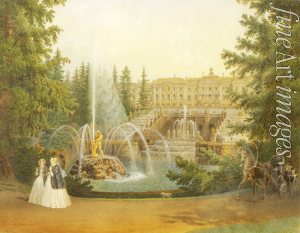Sadovnikov Vasily Semyonovich - View of the Marly Cascade from the Lower Gardens in Peterhof