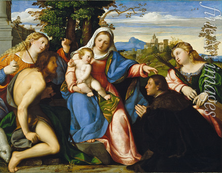 Palma il Vecchio Jacopo der Ältere - Maria mit dem Kinde, Heiligen und Stifter