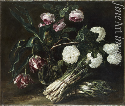 Fyt Jan (Johannes) - Vase von Blumen und zwei Bündel Spargel