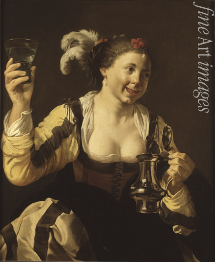 Terbrugghen Hendrick Jansz - A Girl Holding a Glass (Taste. From the Series 