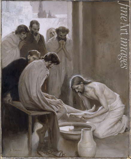 Edelfelt Albert Gustaf Aristides - Christ washing the Feet of the Disciples