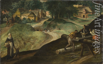 Mostaert Gillis - Landschaft mit Männer sägenden Holz