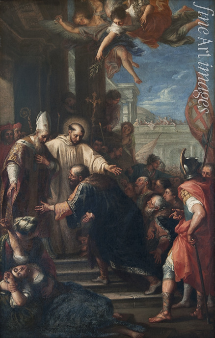 De Pietri Pietro Antonio - The end of the schism of Anacletus. The Antipope Anacletus II kneeling before Pope Innocent II