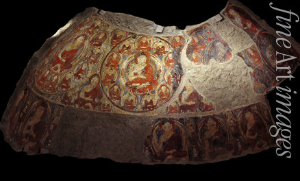 Central Asian Art - Fragment of the Fresco with Buddhas in the cupola of a grotto. From Kakrak (Bamiyan)