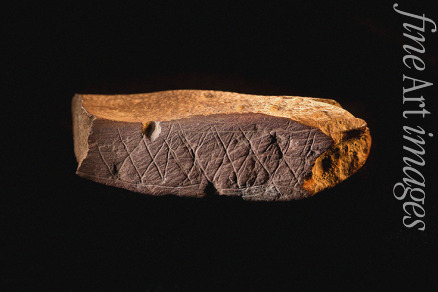 Middle Stone Age - Engraved Ocher Plaque from Blombos Cave, South Africa. The oldest artifact of mankind