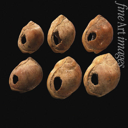 Middle Stone Age - Perforated shell beads from Blombos Cave, South Africa. The oldest artifact of mankind