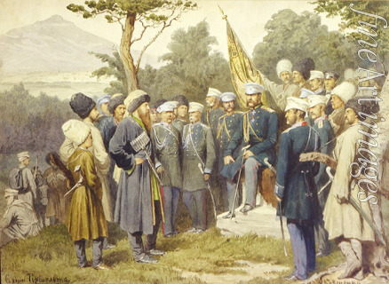 Kiwschenko Alexei Danilowitsch - Imam Schamil ergibt sich dem Fürsten Alexander Barjatinski am 25. August 1859