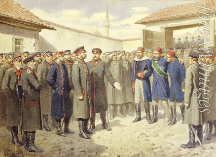 Kivshenko Alexei Danilovich - Fall of Plevna. The wounded Osman Pasha before Emperor Alexander II