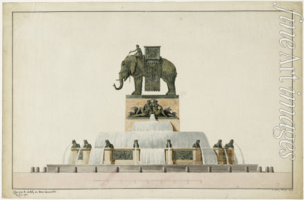 Alavoine Jean-Antoine - Entwurf für Elephantenbrunnen auf dem Bastilleplatz