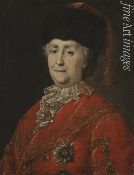 Unbekannter Künstler - Porträt der Kaiserin Katharina II. (1729-1796) in Reisekleidung