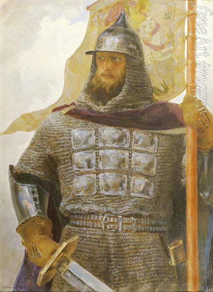 Kulikow Afanasi Jefremowitsch - Bildnis Alexander Newski, Fürst von Nowgorod und Großfürst von Wladimir (1220-1263)