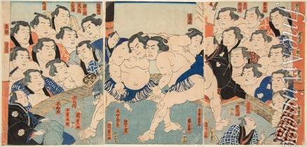 Kunisada (Toyokuni III.) Utagawa - Ringkampf Wahigayama gegen Jimmaru
